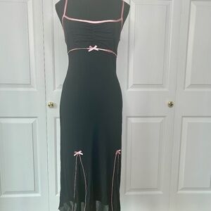 Speechless Black Dress with Pink Satin Bows & Piping